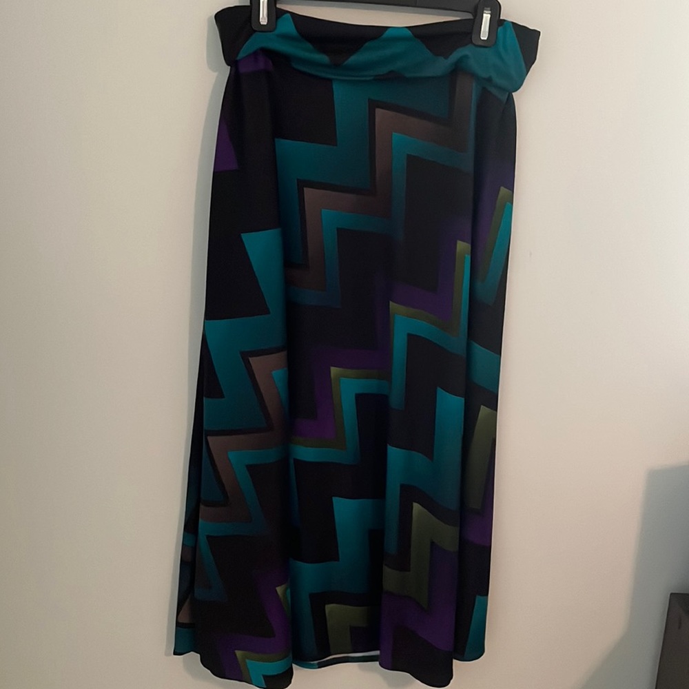 Sunny Taylor Maxi rolled waist skirt - multi colored zigzag patterned